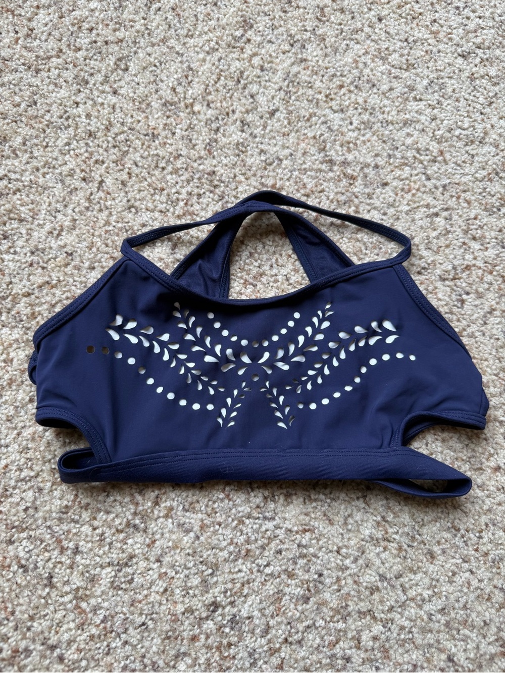 Girls Navy Laser-Cut Sports Bra Top